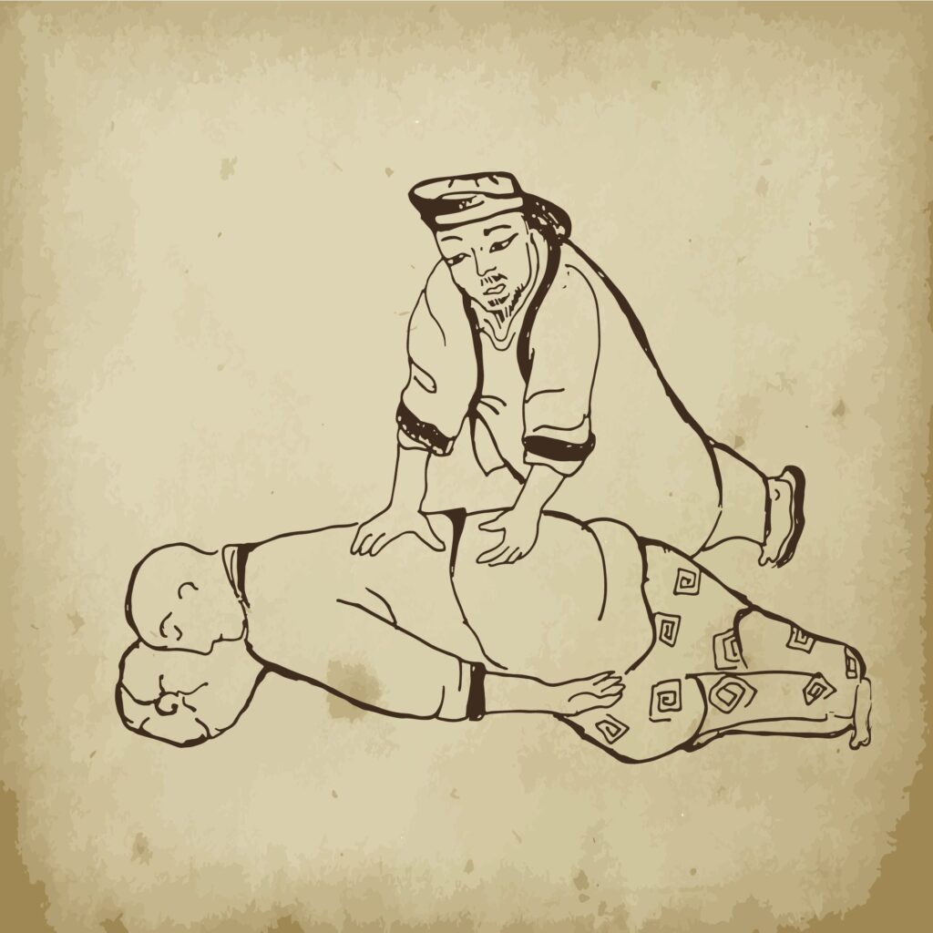 Illustration massage Tuina issu de la médecine traditionnelle chinoise